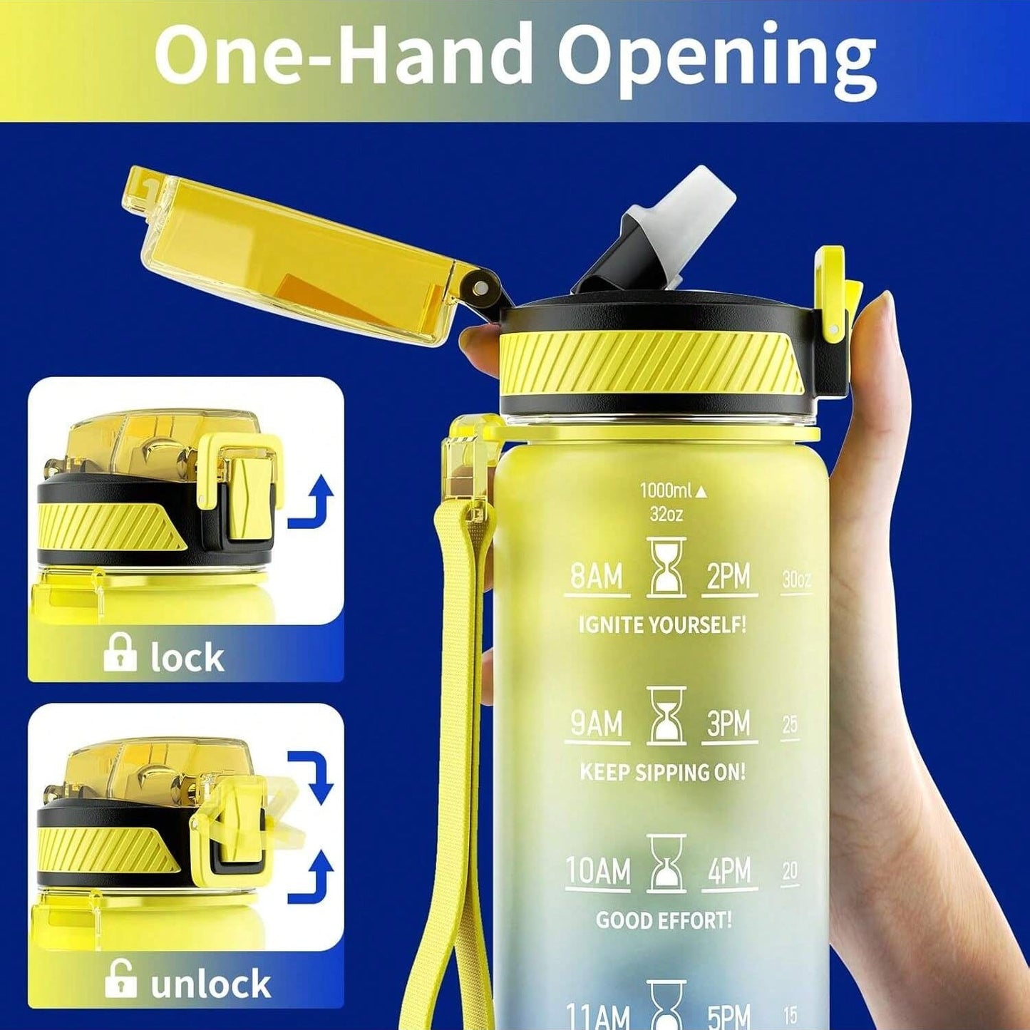 QLUR 32oz Motivational Water Bottle For Women