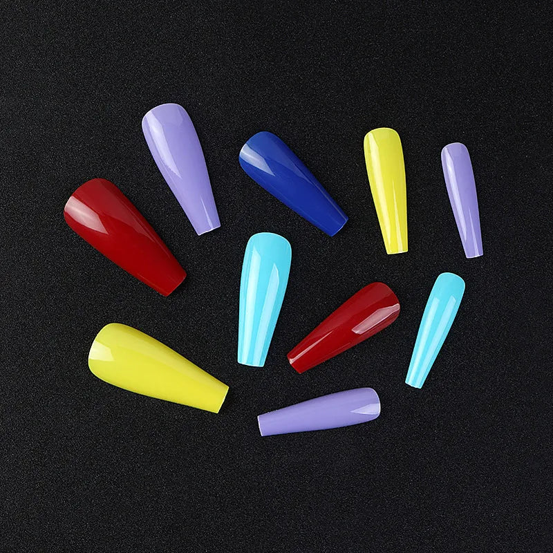 100Pcs Mixed Color Coffin Nails