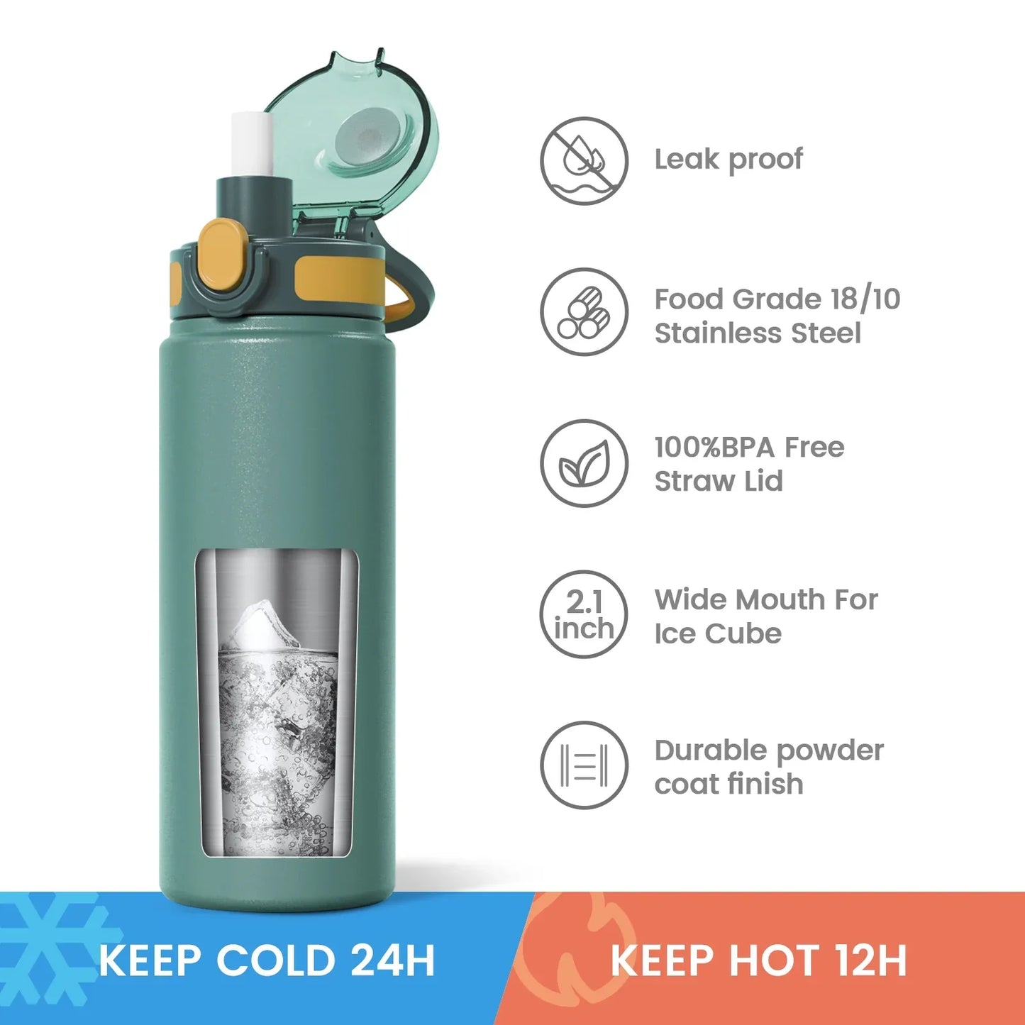 FEIJIAN Insulated Straw Water Bottle ( leak proof )