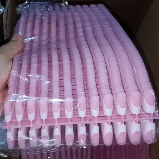 120Pcs Pink French Tip Nails