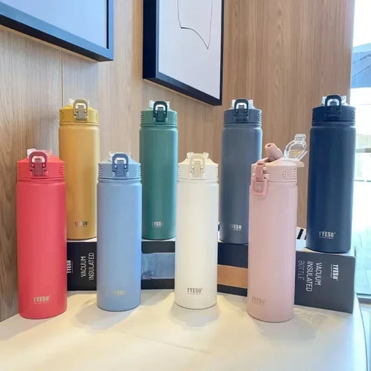 Tyeso Insulated Water Bottle with Straw ( Stainless Steel )