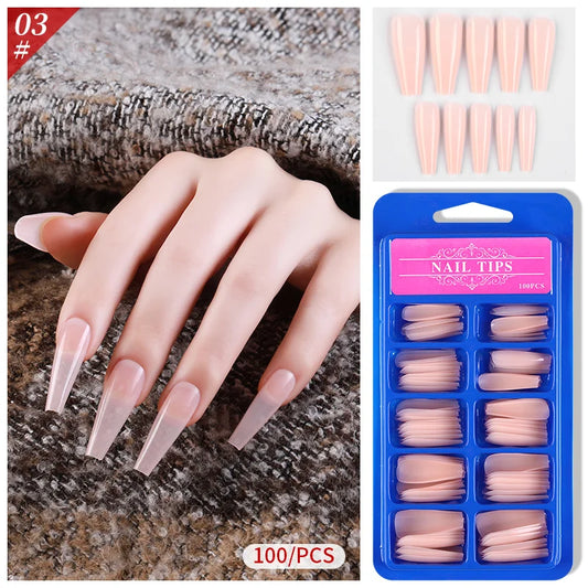 100Pcs Mixed Color Coffin Nails